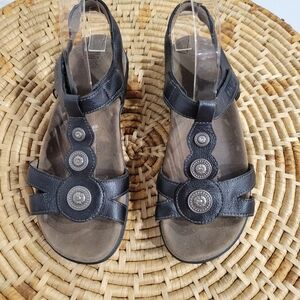 Taos Treasure Black Leather Boho Strappy Sandals 8